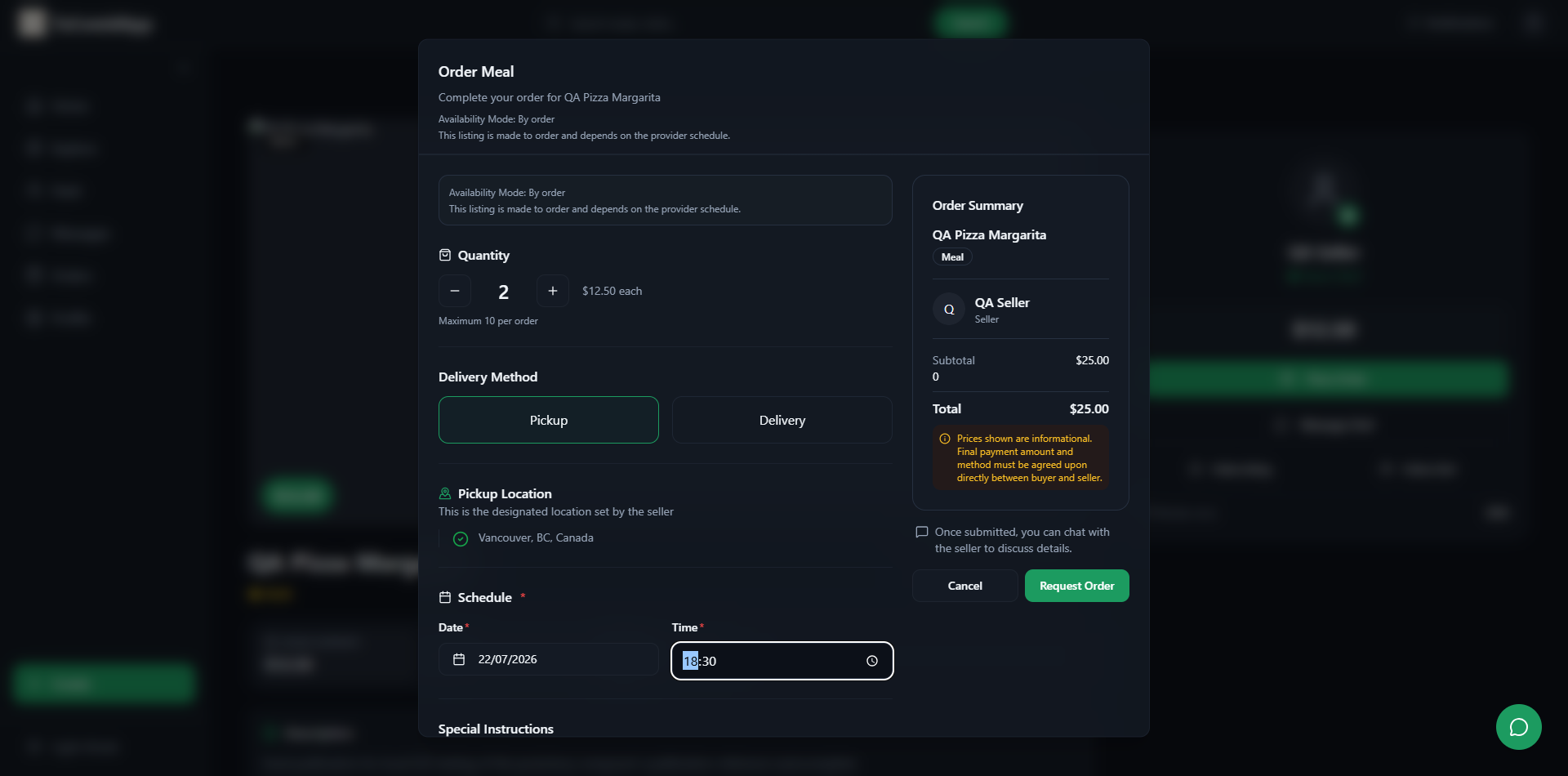 TuComidApp order form